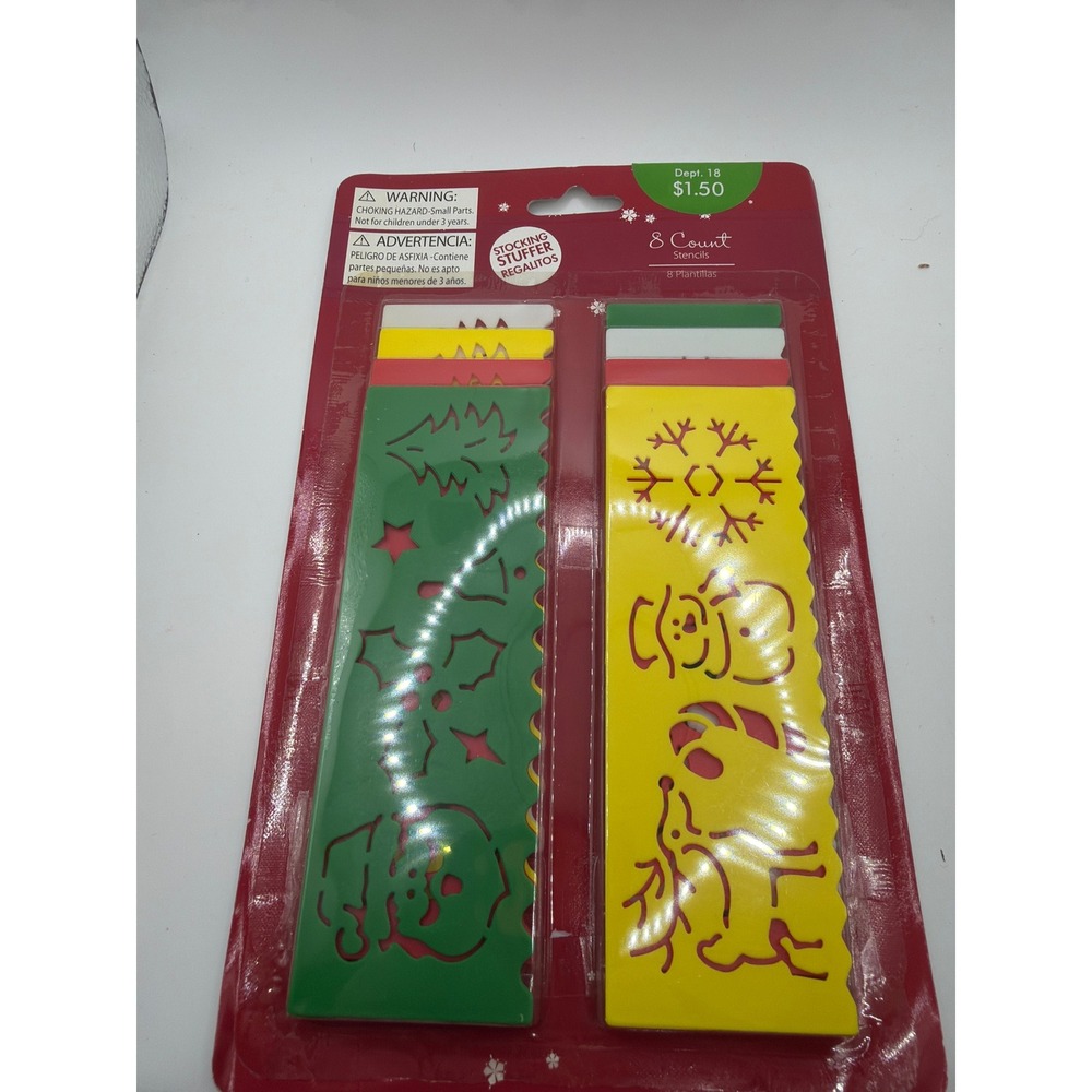 Christmas Stencils 8 Count and Peel N Stick Foil Gift Tags Holiday Craft Bundle